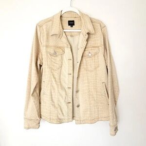 Universal Thread Tan Crocodile Pattern Jean Jacket